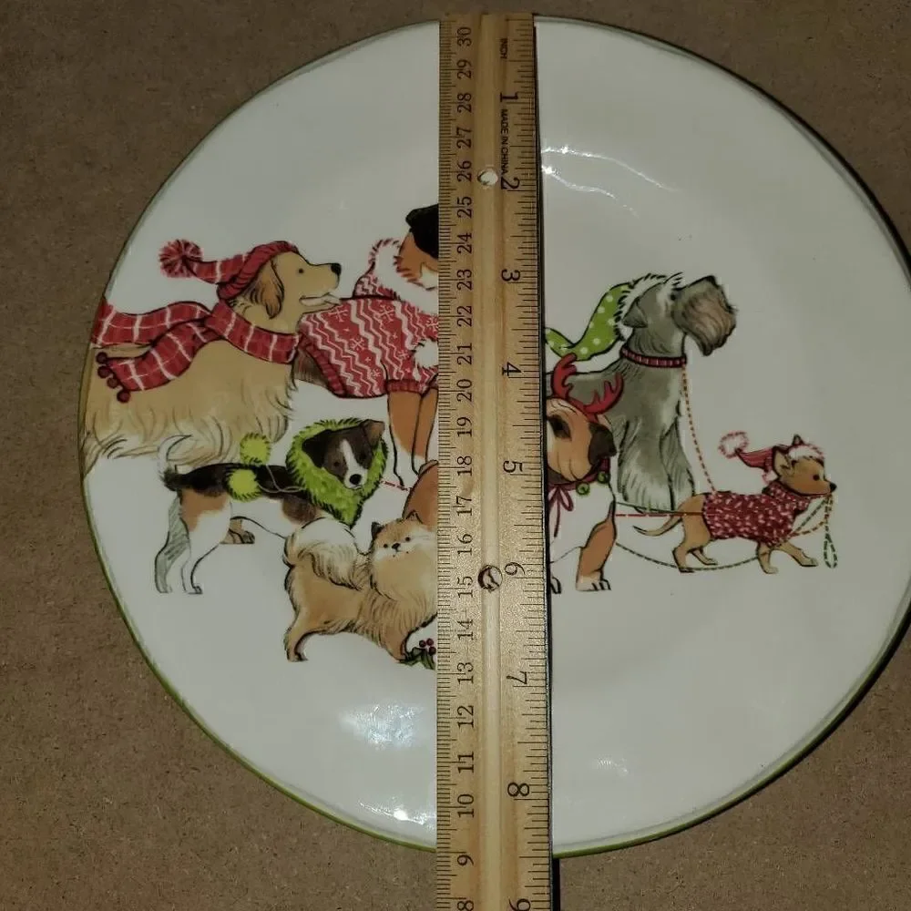 Pier 1 Imports Park Avenue Puppies Handpainted Ironstone Holiday Serving Plate